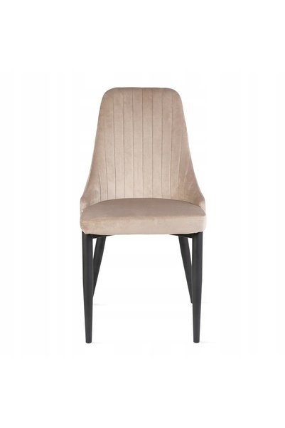 Homla Scaun tapițat cu catifea matlasată bej 46.5x58x88 Louis