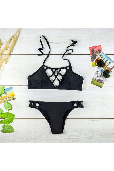 NO BRAND Costum de baie bikini de damă din două piese, sexy, cu decupaje, pen...