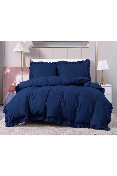 Cotton World Set de lenjerie de pat 140x200 70x80 cu volane din microfibră FF...