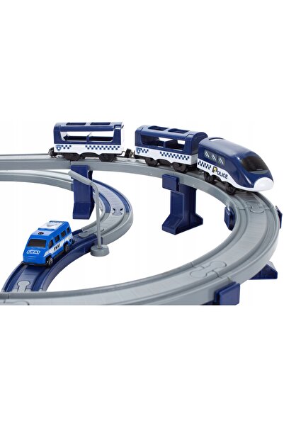 MalPlay Tren electric mare cu vagoane, șină pentru mașini, poliție 92 EL