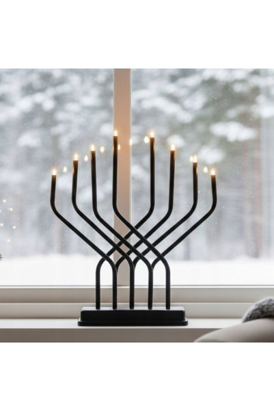 NO BRAND Sfeșnic de Advent din metal cu LED și temporizator, cu 8 beculețe, 3...