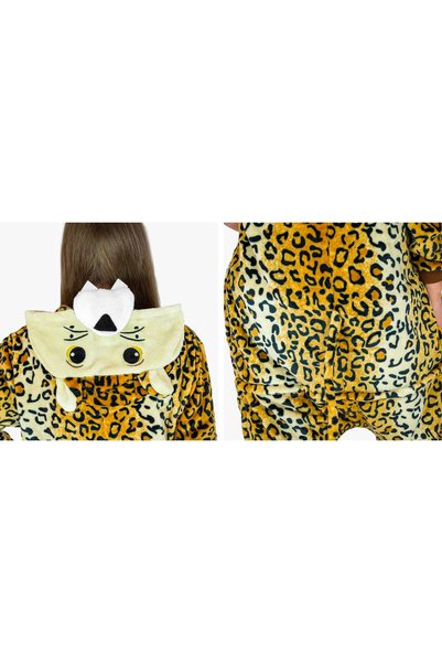 NO BRAND Costum kigurumi ghepard, salopetă călduroasă, pijamale, costum fante...