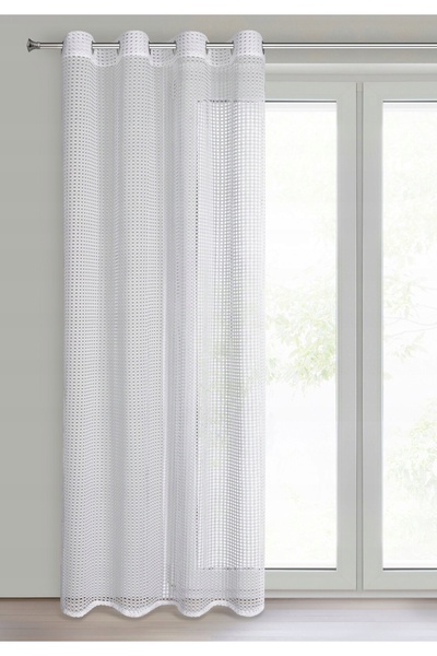 Eurofirany Firana NERI 140x250 cm ochiuri albe plasă cu textură fină