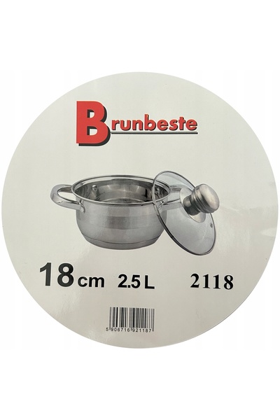Brunbeste Caserolă tradițională simplă din oțel inoxidabil cu capac 2.5L