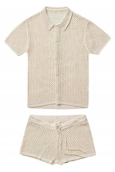 NO BRAND Set de vară tricotat, stil boho chic, din două piese, cu pantaloni s...