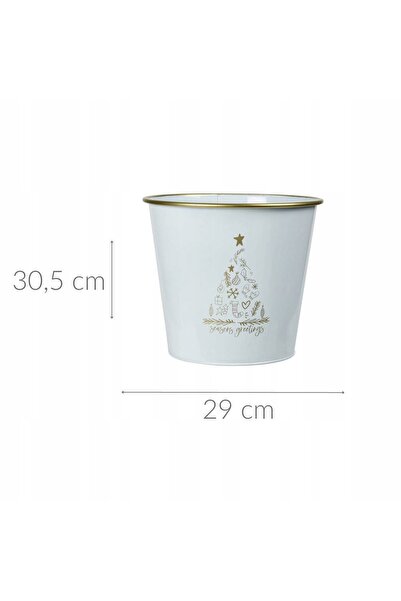 Home Styling Collection Găleată metalică albă, înălțime 30,5 cm, diametru 29 cm