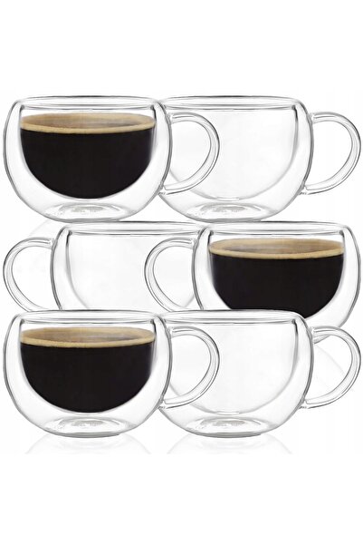 Springos Set de 6 căni termice cu mâner, 300ml, pentru cafea, latte, ceai