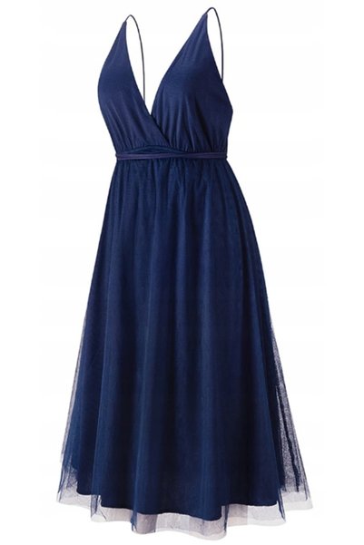 NO BRAND Rochie midi de tul pentru femei, cu cordon, pentru nuntă