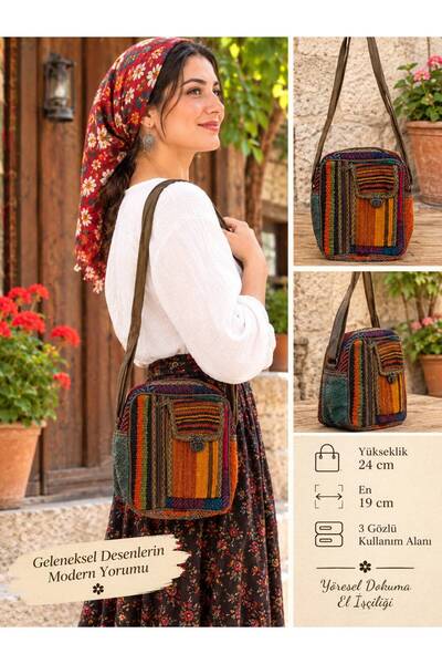 Genel Markalar HG WoodArt Otantik Kilim Desenli Ayarlanabilir Askılı Yöresel ...