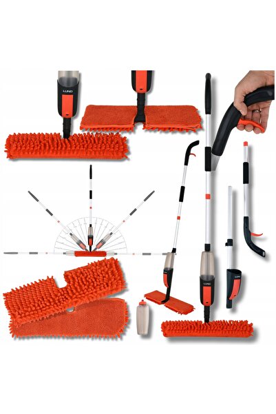 LUND Mop cu pulverizator plat rotativ cu două fețe, 2 rezerve din microfibră