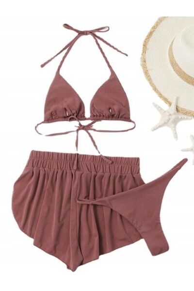 NO BRAND SET DE COSTUM DE BAIE DIN 3 PIESE, BIKINI CU ȘORTURI, PENTRU VACANȚĂ...