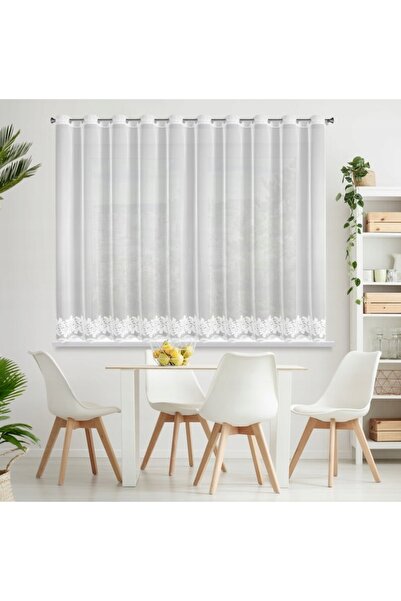 Eurofirany Firana zazdrostka ready TALIA 350x150 alb ornament brodat glamour