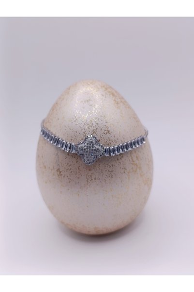 Generic Brand Yonca Model, Zircon Stone, Elevator-Style Steel Bracelet