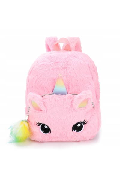 NO BRAND Rucsac de pluș moale, alb, cu unicorn, pentru preșcolari