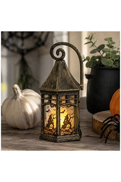 OEM Felinar Halloween Bronz cu Lumanare 6x6x14cm