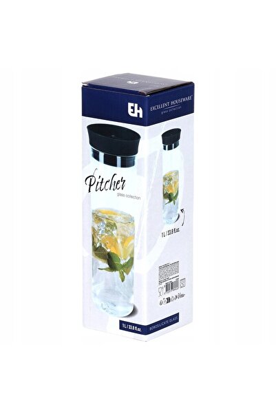 Excellent Houseware CARAFĂ DE STICLĂ CU CAPAC, 1 L – VAZĂ PENTRU APĂ, SUC ȘI ...