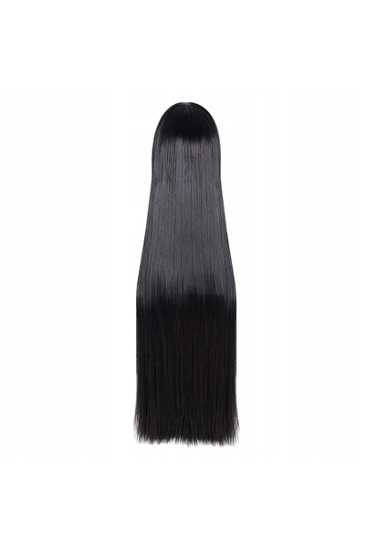 Korbi Perucă de damă, păr lung, negru, breton roșu-carmesoin, cosplay, costum...