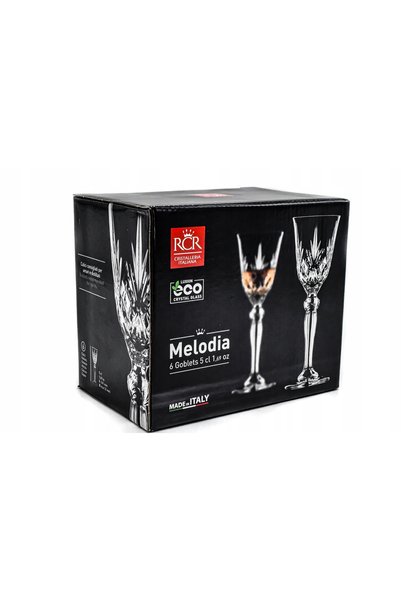 RCR MELODIA set de 6 pahare de cristal de 50ml pentru lichior și vodcă