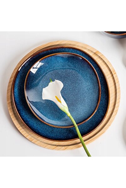 ALTOM DESIGN Set de 6 farfurii de masă reactive albastru marin, 25,5 cm