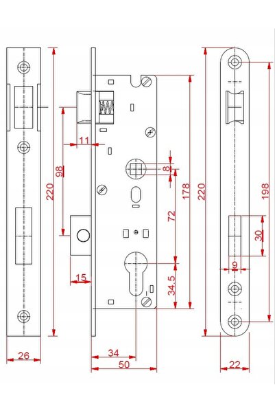 SEZEN METAL PLASTİK SERRURĂ PENTRU MUEBLE 72/34 SERRURĂ ÎNCASTRATĂ PENTRU UȘĂ...