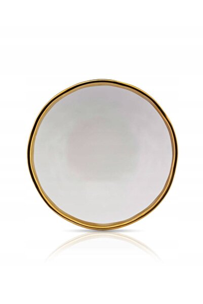 HowHomely Set complet de serviciu de masă LISSA WHITE GOLD, 8 farfurii, pentr...