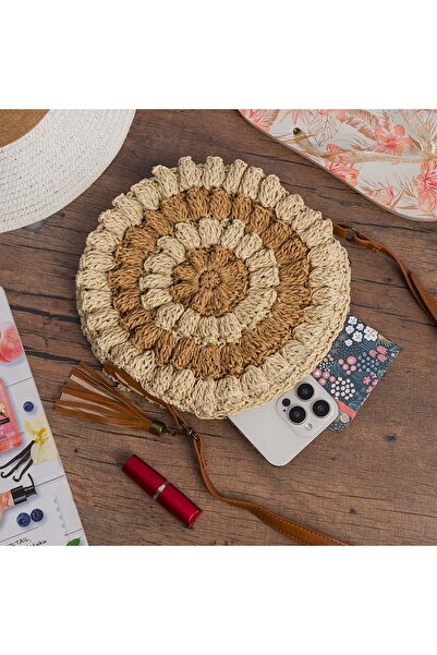 NO BRAND Geantă de vară pentru femei, stil BOHO, tip poștaș, cu ciucuri, culo...