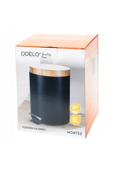 Odelo Coș de gunoi mic pentru baie și bucătărie, negru, din bambus, 5L