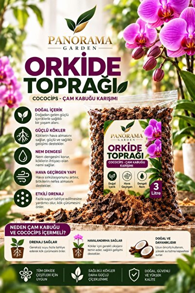 3 Litre Orkide Toprağı Bitki Toprağı İthal Çam Kabuğu Cocohusk Karışımı Orkide Saksı Toprağı