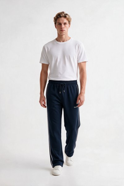 VESTRO Comfortable Fit, Double Ribbed Combed Cotton Sweatpants with Zipper Po...