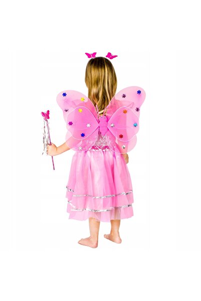 NO BRAND Rochie costum 2 în 1 prințesă zână fluture accesorii 9 elemente