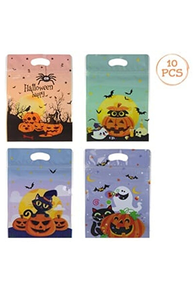 OEM Colorful Bags with Closure for Halloween Sweets 15x23cm - 10pcs