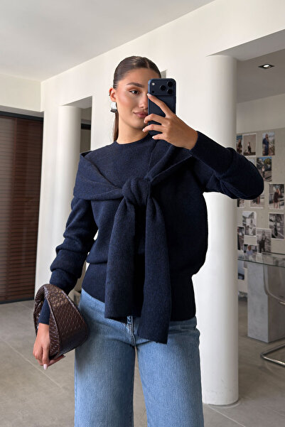 MAGARDE Atkili Oversize Cycling Collar Sweater - Navy Blue