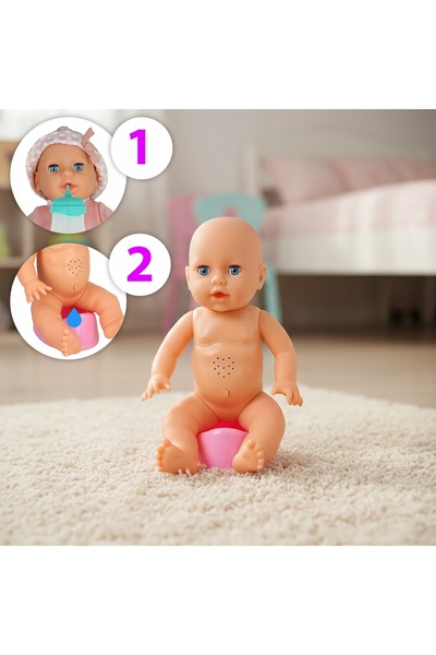 Allvo Păpușa BOBAS „Nou-născutul face pipi în scutecul PAMPERS” – Set interac...