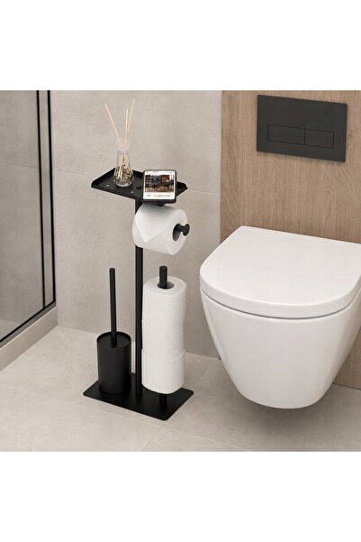 ModernHome Suport de baie pentru hârtie igienică, cu suport pentru perie de t...