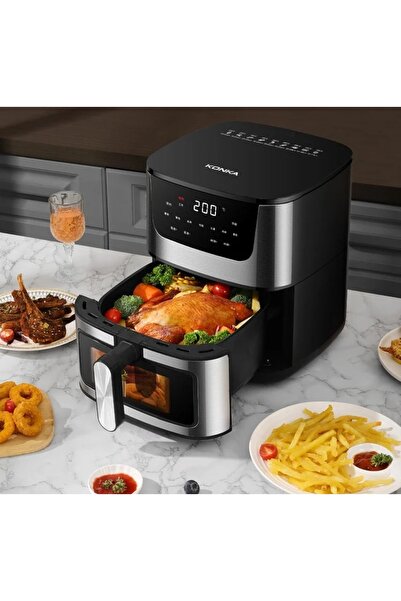 NO BRAND Friteuză FĂRĂ ULEI 5,5L 1500W CUPTOR GRANDE CU AER CALD XL CU FEREAS...