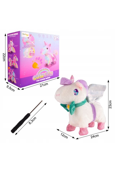 MalPlay UNICORN CAL INTERACTIV DE PLUȘ CARE SE MERGE PE CUREA CU BATERIE
