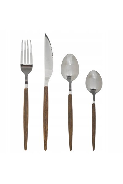 Secret de Gourmet Set tacâmuri pentru 6 persoane cu mânere din lemn, complet,...