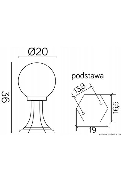 NO BRAND SU-MA Lampă de grădină tip glob, Negru, 20cm, E27, IP43, Acrilic, KULE