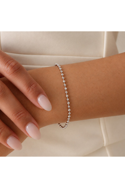 Bead Toplu Minimal Gümüş Bileklik