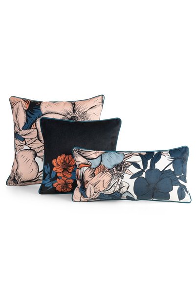 Eurofirany Husă de pernă EMMA 45x45 cm, cu flori decorative, din catifea, cu ...