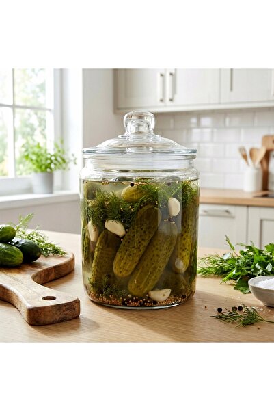 NO BRAND Borcan mare de sticlă pentru prăjituri, turtă dulce, produse vrac, 6L