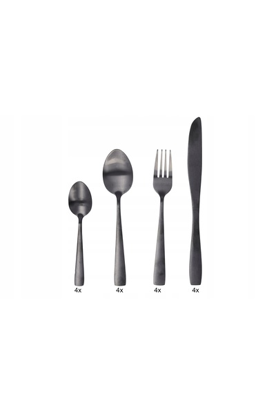 NO BRAND SET tacâmuri din oțel negru mat pentru 4 persoane linguri furculițe ...