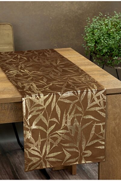 Eurofirany Covor de catifea BLINK 15 35x140 cm maro OBRUS decorativ GLAMOUR