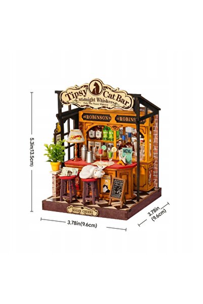 Robotime 3DRolife Tipsy Cat Bar DS054 – Bar miniatural cu pisici