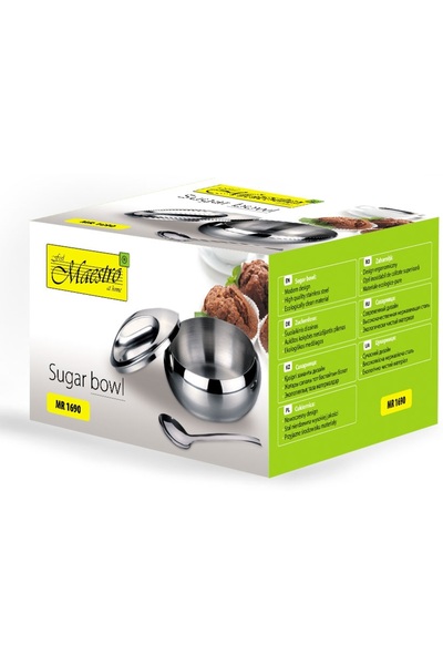 Maestro Zaharniță elegantă din oțel inoxidabil cu linguriță pentru zahăr, 350ml