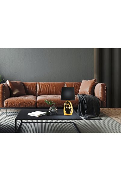 Candellux Lighting Lampă de masă ceramică, abajur auriu-negru, pentru living,...