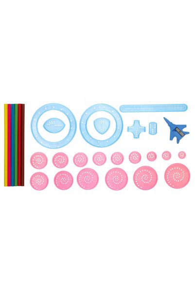 Bajkowy Kuferek Set de desen creativ SPIROGRAPH, șabloane, creioane colorate,...