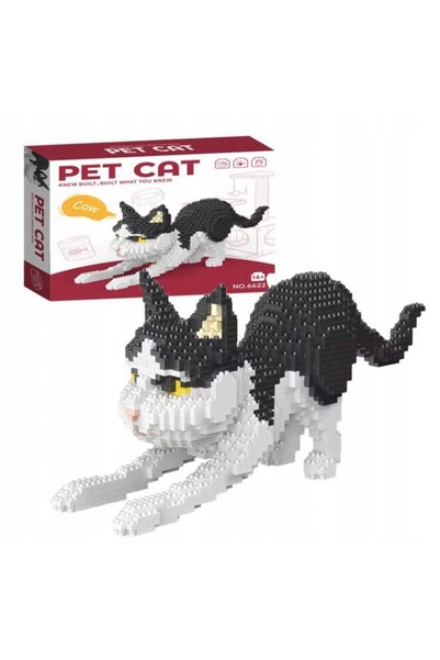 Pan i Pani Gadżet BLOCURI CREATIVE PISICĂ DIY 3D ALB-NEGRU SET DE BLOCURI DE ...