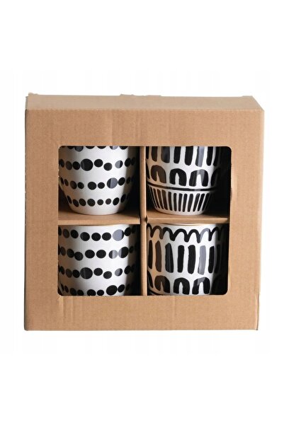 HowHomely SET DE 4 CĂNI ALBE ȘI NEGRE, 4x350 ML, PENTRU CAFEA, STIL RETRO, DI...