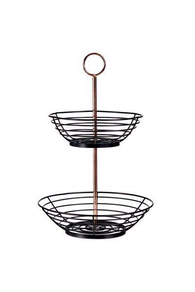 kinvara Fructieră metalică neagră cu 2 niveluri 28.5 X 42.3 CM